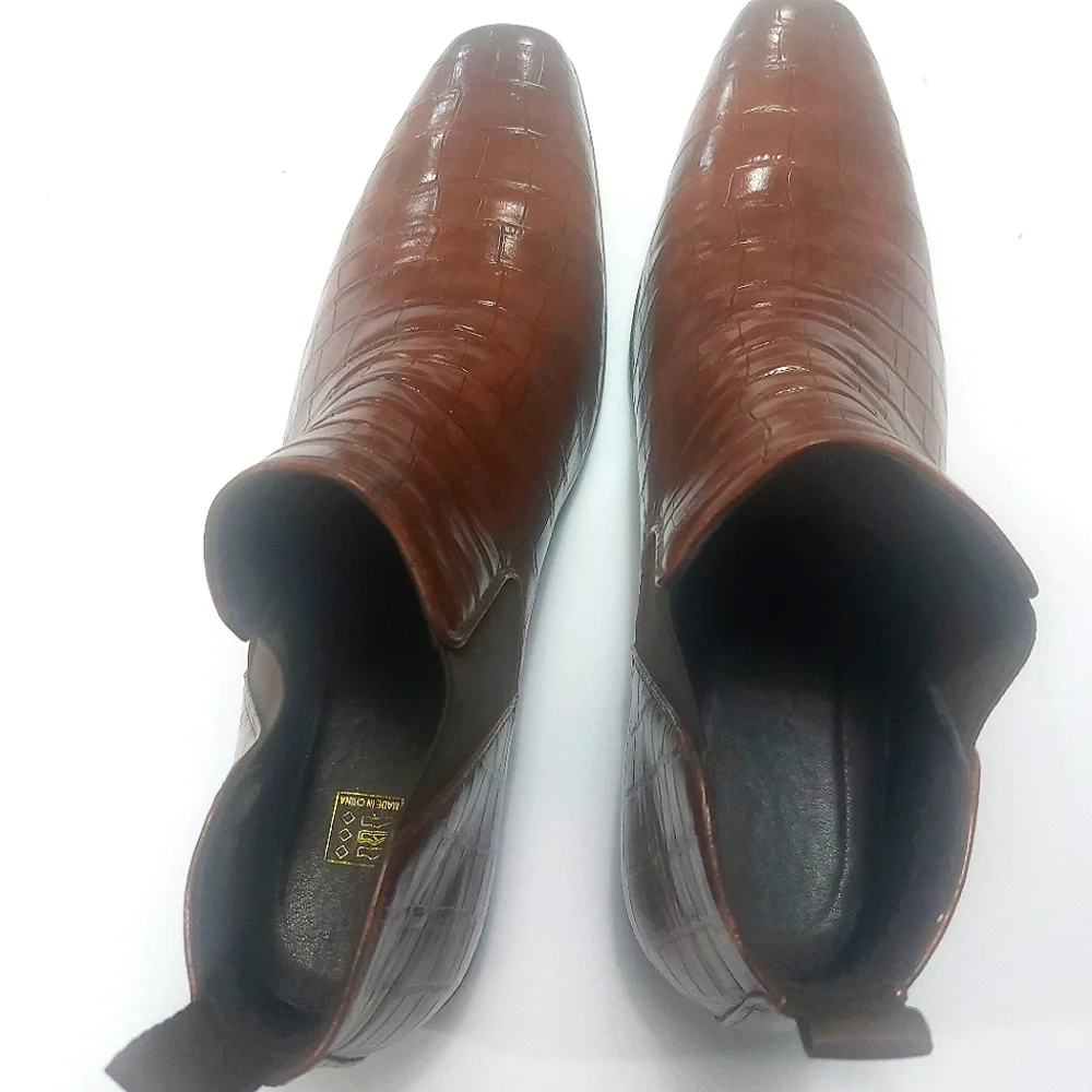 Elegant Brown Leather Men's Shoes Size 48 NWNB